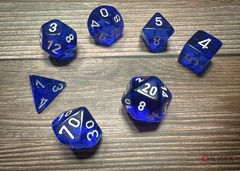 Chessex Dice - CHX23076 - Translucent Blue/White Polyhedral 7-Die Set